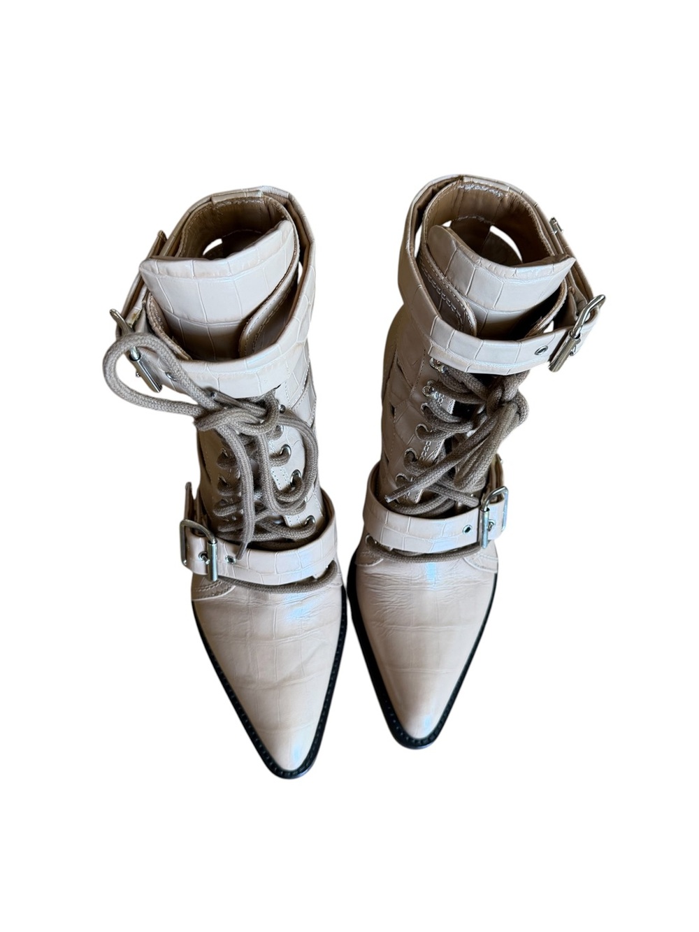 Chloe Rylee Croc-Embossed Motorcycle/Combat Boot EU 38 - Picture 3 of 9